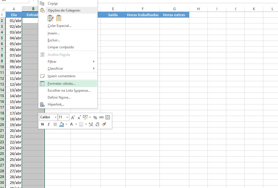 Planilha de horas trabalhadas no Excel: como fazer controle de ponto