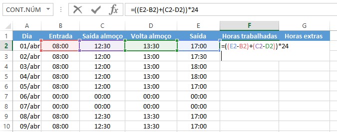 Planilha de horas trabalhadas no Excel: como fazer controle de ponto