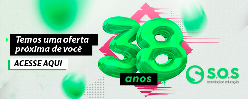 símbolo com o número 38 para enfatizar a  comemoração de aniversário da empresa SOS que está com uma oferta especial para você