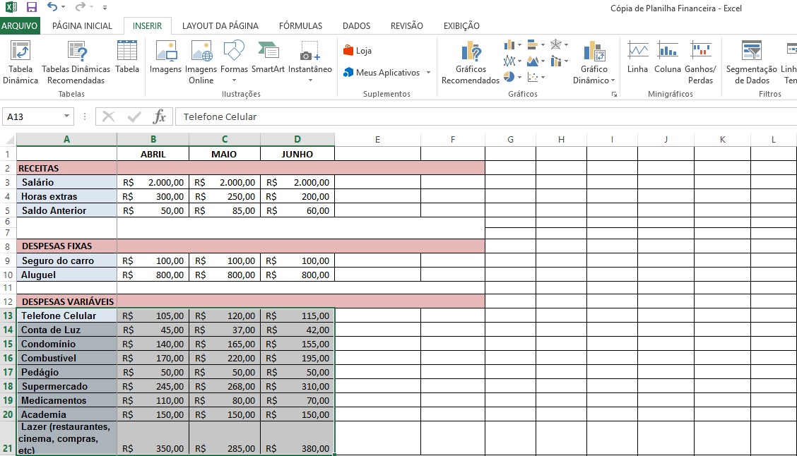 Como criar gráficos no Excel - Passo 2