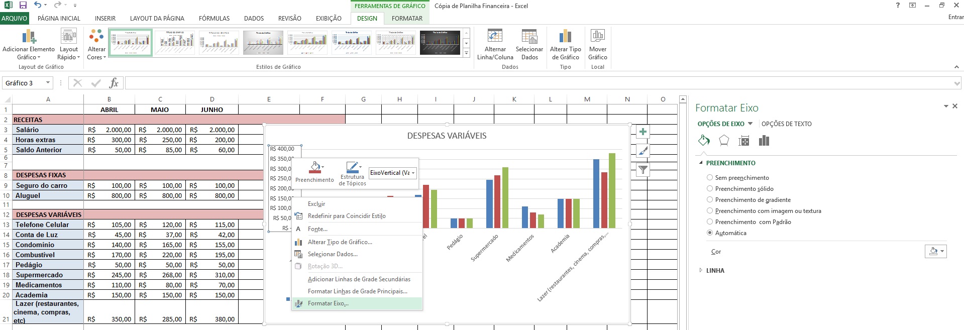 Como criar gráficos no Excel - Passo 5