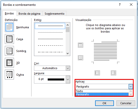 Como colocar bordas no Word - Passo 3