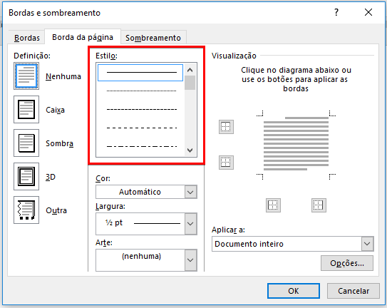 Como colocar bordas no Word - Passo 4