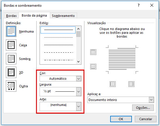 Como colocar bordas no Word - Passo 5