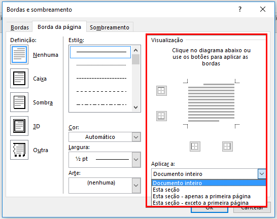 Como colocar bordas no Word - Passo 6
