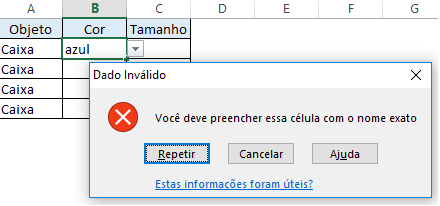 Pronto - Lista suspensa no Excel concluida