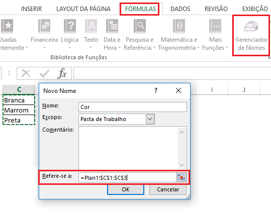 Passo 2 - Como fazer uma lista suspensa no Excel