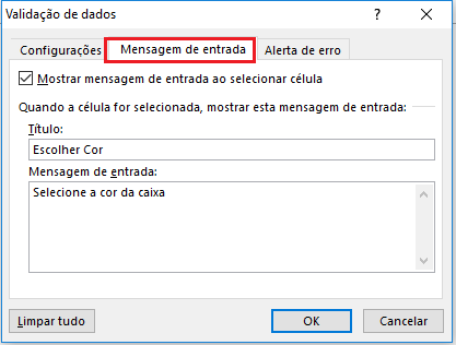 Passo 7 - Construir lista suspensa no Excel