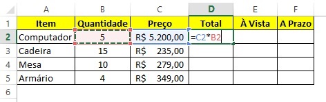 Calcular porcentagem no Excel - Passo 2